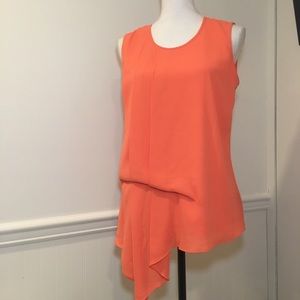 Mossimo Bright Orange Sleeveless Gathered Blouse